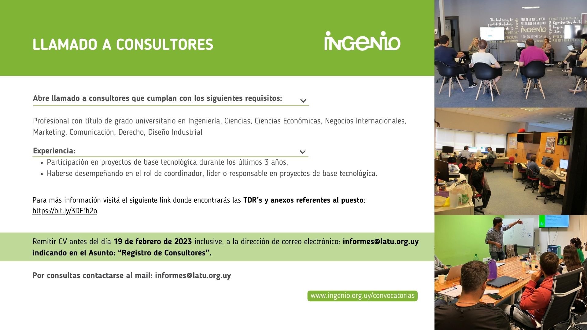 LLamado de Registro a Consultores